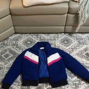 DKNY Kids Blue and Pink Puffer Jacket
